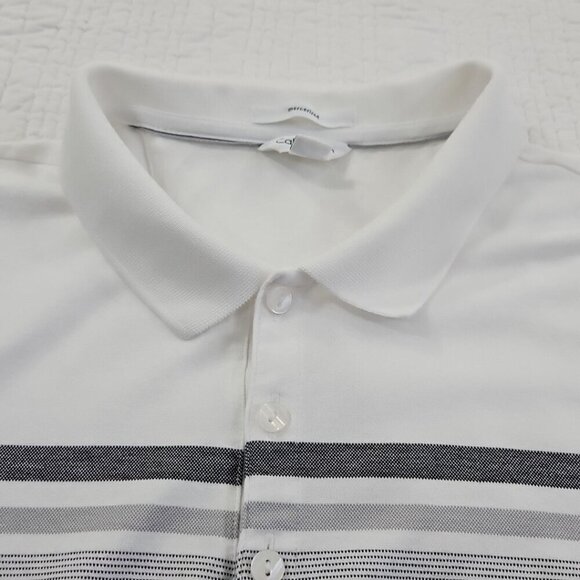 Calvin Klein Mercerized Slim Fit Men's Medium Polo Tennis Golf Shirt White Grey - Picture 7 of 13